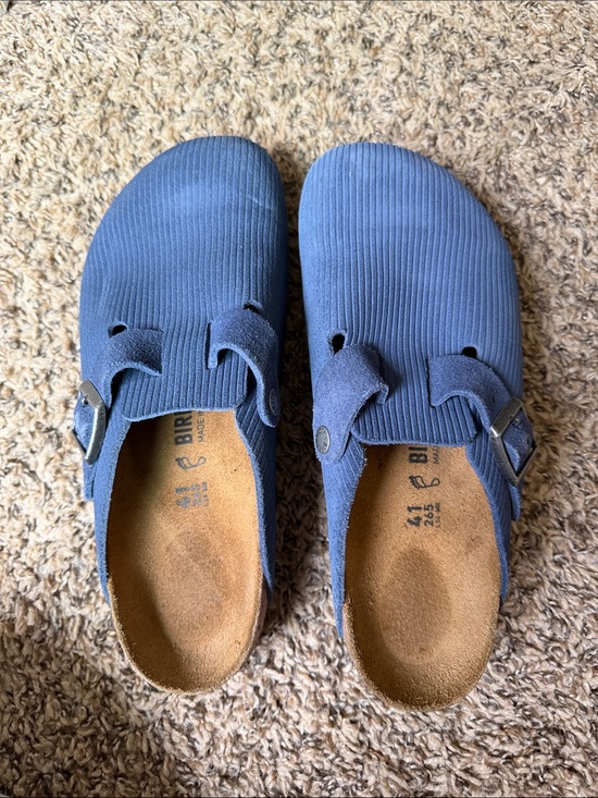 Birkenstock Shoes - Birkenstock Suede/Corduroy Boston Clog - Navy Sz 41